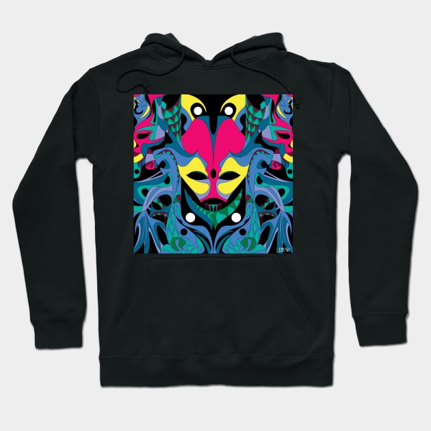 alien in smile totonac mask ecopop arts Hoodie by jorge_lebeau